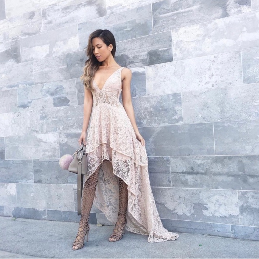 New The Jetset Diaries Nude Lace Resort Dress S